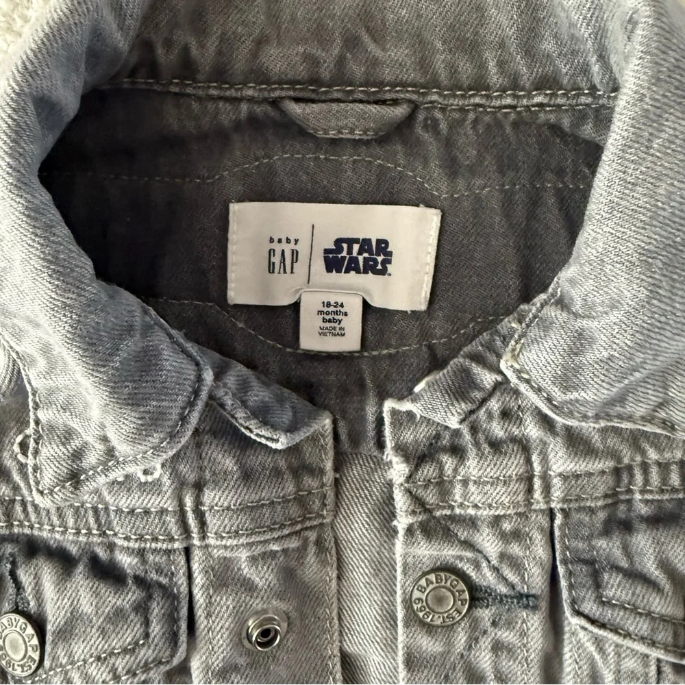 Star Wars Baby Gap Jean Jacket Size 18-24 Months Gray Denim Yoda Mandalorian